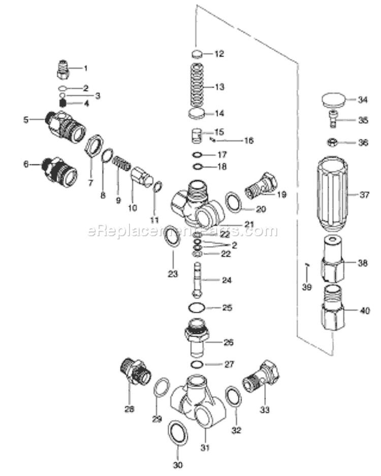 Page U Diagram and Parts List for A2701  Briggs and Stratton Pressure Washer